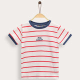 Striped T-shirt with embroidery - pink