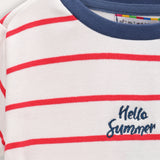 Striped T-shirt with embroidery - pink