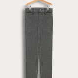 מכנסי בד דמוי צמר - אפור