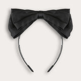 קשת סאטן עם סרט - שחור