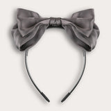 קשת סאטן עם סרט - אפור