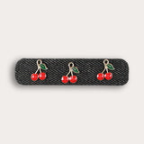 Mini Denim Cherry Brooch - Black
