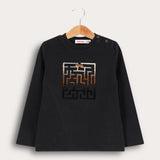 חולצה עם רקמת מבוך - שחור