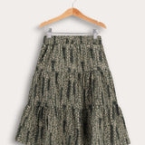 חצאית קומות עם הדפס - זית