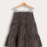 חצאית קומות עם הדפס - שחור