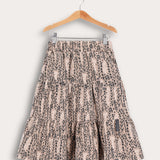 חצאית קומות עם הדפס - בז'