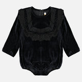 אוברול בייבי קטיפה - שחור