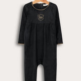 בייביגרו קטיפה עם רקמה - שחור