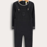 סרבל סריג עם כתפיות - שחור