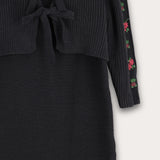 סט אוברול וקרדיגן סריג - שחור