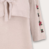 סט אוברול וקרדיגן סריג - אבן