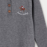 חולצה ספורטיבית עם צווארון ריב - אפור