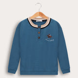 חולצה ספורטיבית עם צווארון ריב - כחול