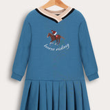 שמלת קפלים עם פתח ריב - כחול