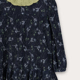 שמלת קטיפה עם הדפס - שחור