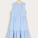 Striped midi sarafan for Shabbat - blue