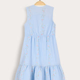 Striped midi sarafan for Shabbat - blue