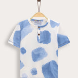 חולצת טי שירט עם כפתורים - כחול