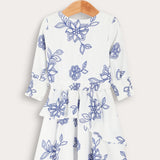 שמלת מעטפת פרחונית - כחול