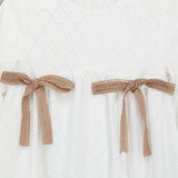 Lace dress with bow ties - cream