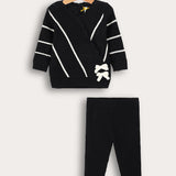 Striped knit set - black