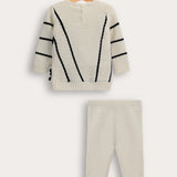 Striped knit set - Milk