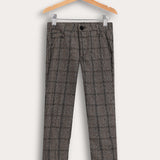 מכנסי משבצות ארוכים - חום