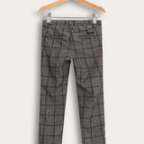 מכנסי משבצות ארוכים - חום