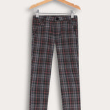 מכנסי משבצות ארוכים - שחור