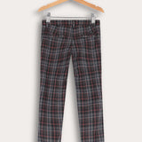 מכנסי משבצות ארוכים - שחור