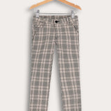 מכנסי משבצות ארוכים - בז'