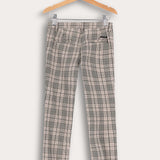 מכנסי משבצות ארוכים - בז'