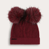 כובע ריב עם שני פונפונים - בורדו