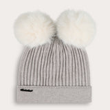 כובע ריב עם שני פונפונים - אפור