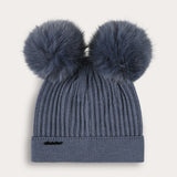 כובע ריב עם שני פונפונים - כחול