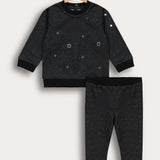 חליפה עם קישוטי ניטים - שחור