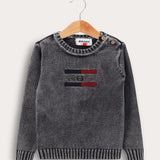 סוודר בייבי עם כפתורים - שחור