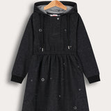 שמלת קפוצ'ון עם כיווצים - שחור