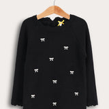 סוודר פפיונים במראה תחרה - שחור/לבן