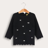 Lace-look bow-tie sweater - black/white