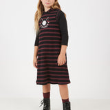 שמלת פסים עם קפוצ'ון - בורדו