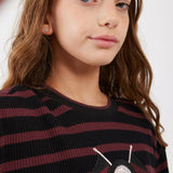 חולצה בסיומת אלכסונית - בורדו