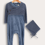 בייביגרו קטיפה עם סריג מעטפת - כחול