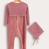 בייביגרו קטיפה עם סריג מעטפת - ורוד