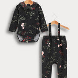 סט בייבי בהדפס בוטני - שחור פרחוני