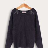 Zippered School Sweater - Navy