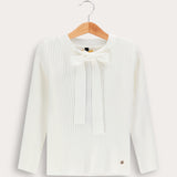 סוודר ריב בשילוב סרט - שמנת