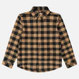 חולצת משבצות מכופתרת - קאמל