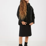 מעיל נפוח עם קפוצ'ון - שחור