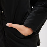 מעיל נפוח עם קפוצ'ון - שחור